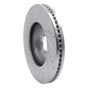 Infiniti G35 Brake Rotor (1) - Front Right - R1 Concepts - Drilled & Slotted - Silver - `07-`15